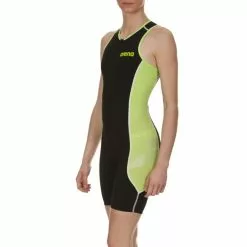 Arena ST Front Zip Mouwloos Trisuit Zwart/groen Dames -Goedkope Sport Glans Winkel st front zip trisuit w green 3