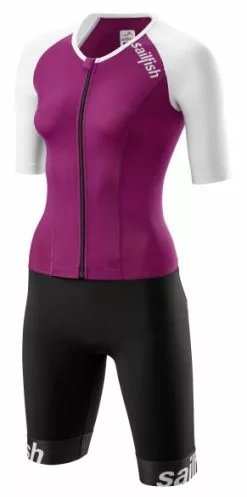 Sailfish Aerosuit Comp Trisuit Korte Mouw Paars/wit Dames