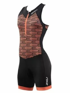 2XU Active Mouwloos Trisuit Zwart/oranje Dames