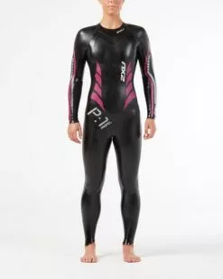 2XU P:1 Propel Lange Mouw Wetsuit Zwart/roze Dames -Goedkope Sport Glans Winkel ww4994c blk ppk